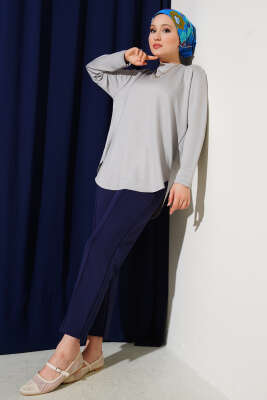 Basic Alt Dikişsiz Tunik Gri - Tunik