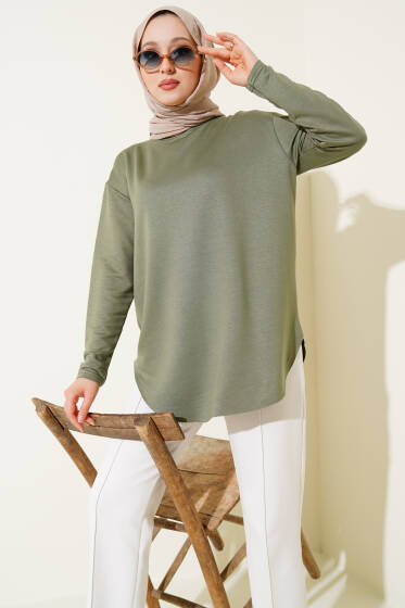 Basic Alt Dikişsiz Tunik Haki - Tunik