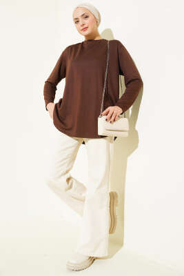 Basic Alt Dikişsiz Tunik Kahve - Yılın Fırsatı