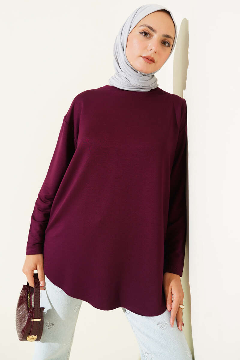 Basic Alt Dikişsiz Tunik Mürdüm