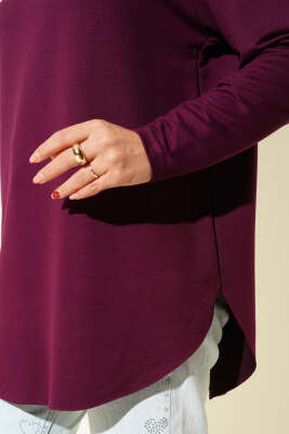 Basic Alt Dikişsiz Tunik Mürdüm - Yılın Fırsatı