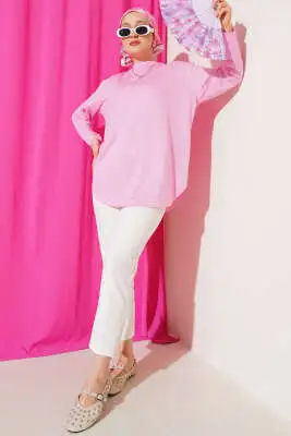 Basic Alt Dikişsiz Tunik Pembe - Tunik