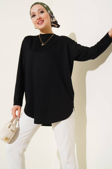 Basic Alt Dikişsiz Tunik Siyah - Tunik