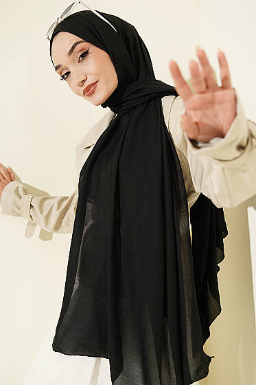 Basic Ayrobin Şal Siyah - Başörtüsü