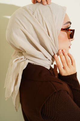 Basic Bambu Kraş Eşarp Bej 