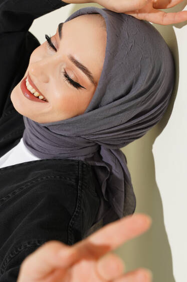 Basic Bambu Kraş Eşarp Füme - Başörtüsü
