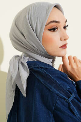 Basic Bambu Kraş Eşarp Gri - Başörtüsü