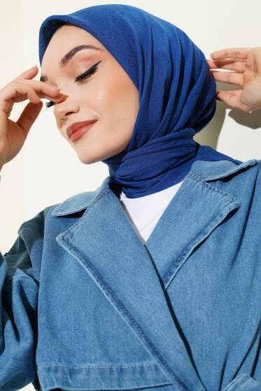 Basic Bambu Kraş Eşarp Lacivert - Başörtüsü