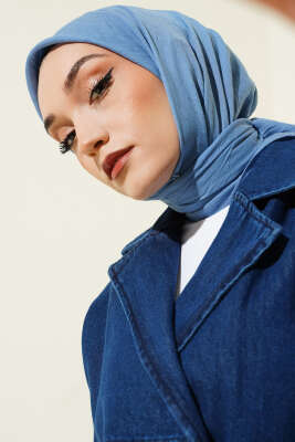 Basic Bambu Kraş Eşarp Mavi - MODA KAŞMİR