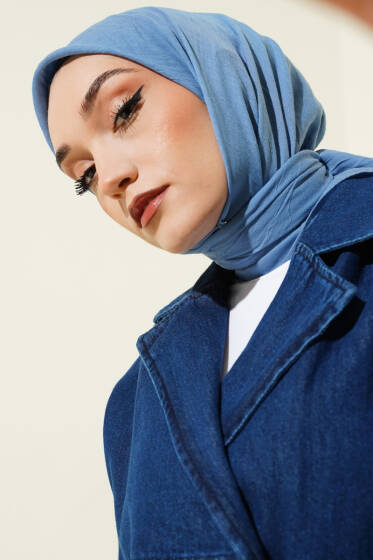 Basic Bambu Kraş Eşarp Mavi - Başörtüsü