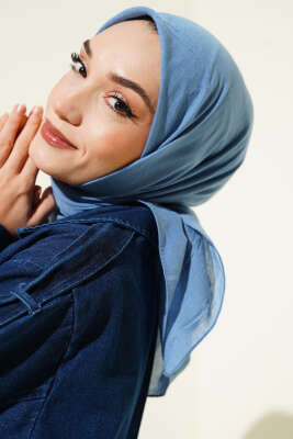 Basic Bambu Kraş Eşarp Mavi - Başörtüsü