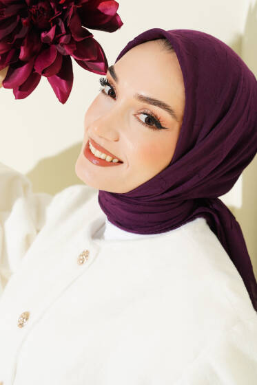 Basic Bambu Kraş Eşarp Mor - Başörtüsü