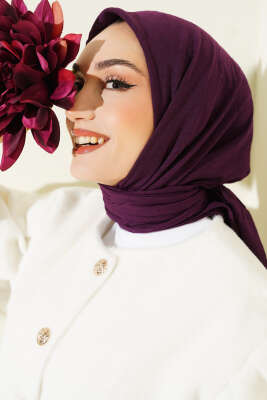 Basic Bambu Kraş Eşarp Mor - Başörtüsü