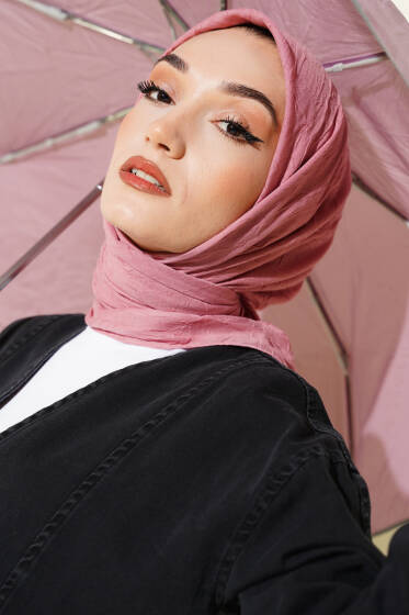 Basic Bambu Kraş Eşarp Pudra - Başörtüsü