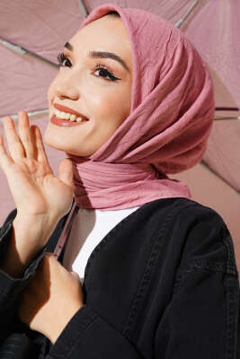 Basic Bambu Kraş Eşarp Pudra - Başörtüsü