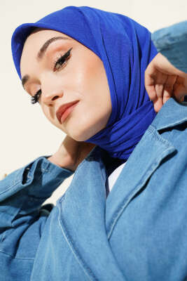 Basic Bambu Kraş Eşarp Saks - Başörtüsü