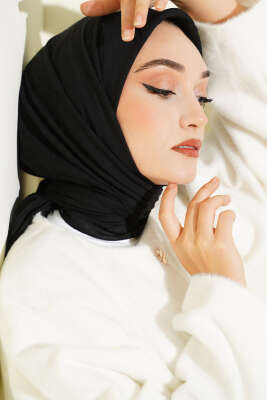 Basic Bambu Kraş Eşarp Siyah 