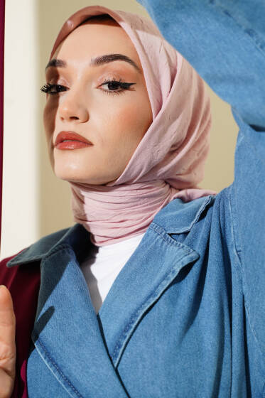 Basic Bambu Kraş Eşarp Toz Pembe - Başörtüsü