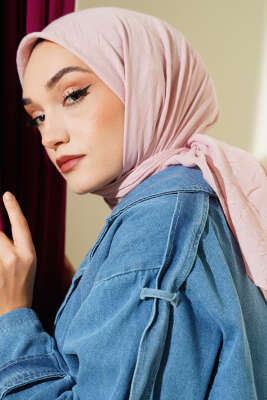 Basic Bambu Kraş Eşarp Toz Pembe - Başörtüsü