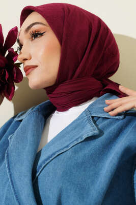 Basic Bambu Kraş Eşarp Vişne - MODA KAŞMİR