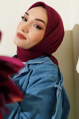 Basic Bambu Kraş Eşarp Vişne - Başörtüsü