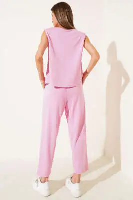 Basic Bel Lastikli Bluzlu İkili Takım Pembe - Kadın Giyim Modelleri