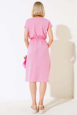 Basıc Beli Lastikli Elbise Pembe - Kadın Giyim Modelleri