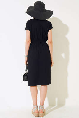 Basıc Beli Lastikli Elbise Siyah - Kadın Giyim Modelleri