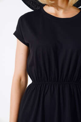 Basıc Beli Lastikli Elbise Siyah - Kadın Giyim Modelleri