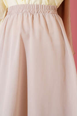 Basic Beli Lastikli Etek Bej - Uzun Etek