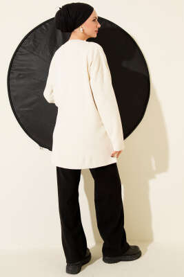 Basic Bisiklet Yaka Düz Triko Tunik Ekru - Tunik