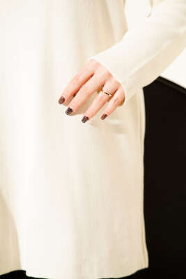 Basic Bisiklet Yaka Düz Triko Tunik Ekru - Tunik