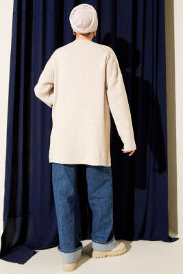 Basic Bisiklet Yaka Düz Triko Tunik Taş - Tunik