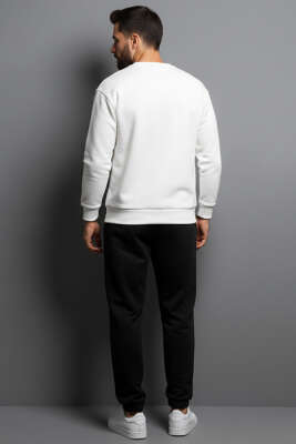 Basic Bisiklet Yaka Erkek Sweatshirt Ekru - Erkek Sweatshirt