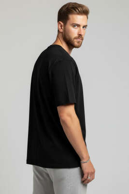Basic Bisiklet Yaka T-shirt Siyah - Erkek T-shirt