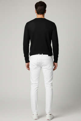 Basic Bisiklet Yaka Triko Erkek Kazak Siyah - Erkek Kazak