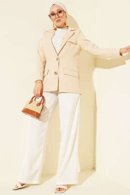 Basic Cepli Ceket Bej - Bayram Kombinleri