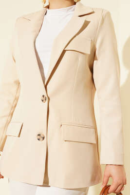 Basic Cepli Ceket Bej - Bayram Kombinleri