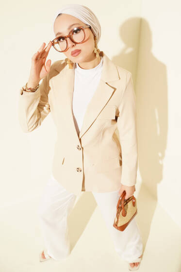 Basic Cepli Ceket Bej - Ceket