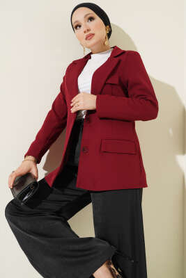 Basic Cepli Ceket Bordo 