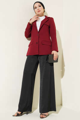 Basic Cepli Ceket Bordo - Ceket