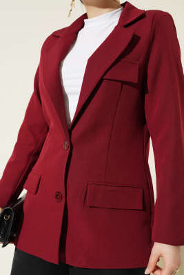 Basic Cepli Ceket Bordo - Ceket