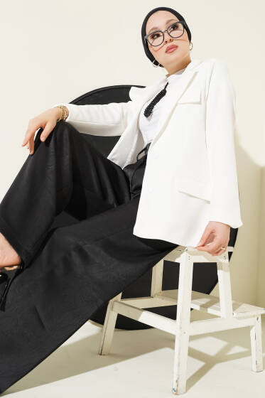 Basic Cepli Ceket Ekru - Bayram Kombinleri