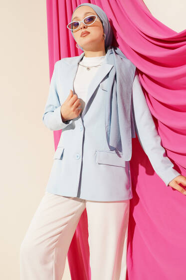 Basic Cepli Ceket Mavi - Bayram Kombinleri