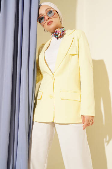 Basic Cepli Ceket Sarı - Bayram Kombinleri