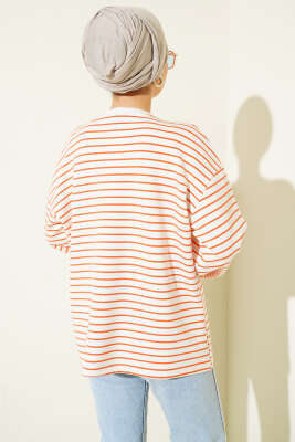 Basic Çizgi Detaylı Tunik Oranj - Tunik