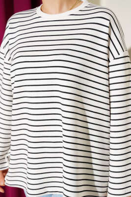 Basic Çizgi Detaylı Tunik Siyah - Tunik