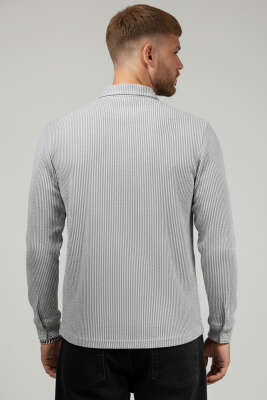 Basic Çizgili Erkek Gömlek Füme - Erkek Gömlek