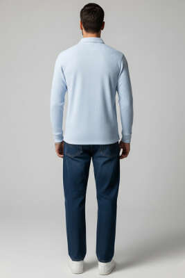 Basic Çizgili Erkek Gömlek Mavi - Erkek Gömlek