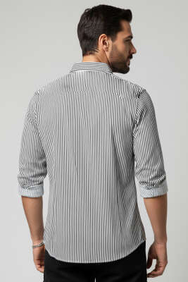 Basic Çizgili Erkek Gömlek Siyah - Erkek Gömlek